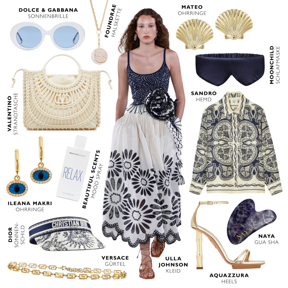 Griechische Leichtigkeit – sommerlich, elegant und perfekt geeignet für eine chice Sommerparty im Mamma Mia-Stil. (Collage: Sophia Metzger)