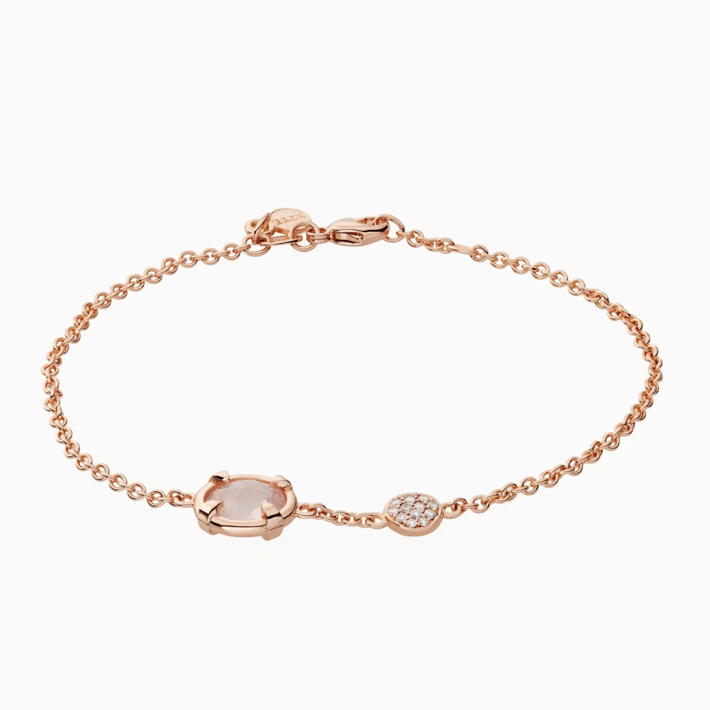 FILIGRAN Armband „Mira Mira“ aus Roségold mit einem Rosenquarz und Diamanten, von Bron, um 3300 Euro