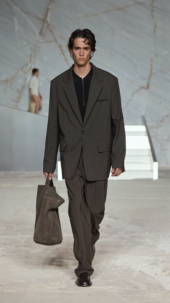 Oversized-Anzüge verleihen Businesslooks eine lässige Note – wie bei der Cos Summer 2025 Show in Athen. (Foto: Isidore Montag)